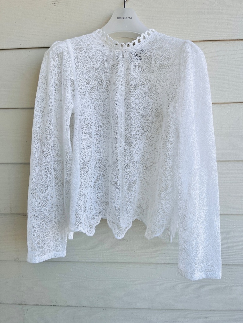 Aqua Women's White Fully Lace Long Sleeve Cotton Blend Size M - Picture 6 of 14